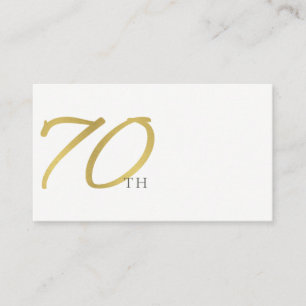 TARJETA DE MESA TIPOGRAFÍA BLANCA DE ORO SIMPLE Y ELEGANTE 70 CUMP