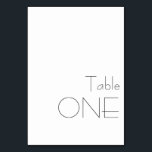 Tarjeta De Mesa Tipografía dramática minimalista en blanco negro U<br><div class="desc">Moderno Minimalista blanco blanco blanco blanco juguetón Boda de tipografía número de tabla ONE</div>