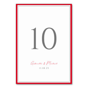 Tarjeta De Mesa Tipografía Mínima Elegante Atemporal Rojo Cereza