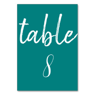 Tarjeta De Mesa Tipografía Moderna en Azul Turquesa Boda Minimalis