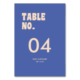Tarjeta De Mesa Tipografía Negra Moderna Retro Boda Azul Oscuro