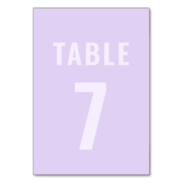 Tarjeta De Mesa Tipografía negrita Lilac Minimalista Tabla 7 Boda