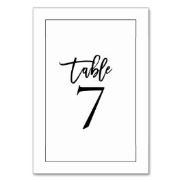 Tarjeta De Mesa Tipografía y borde negro elegante para boda