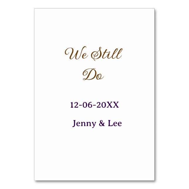 Tarjeta De Mesa Todavía hacemos rosa marrón nombre fecha año boho  (Anverso)