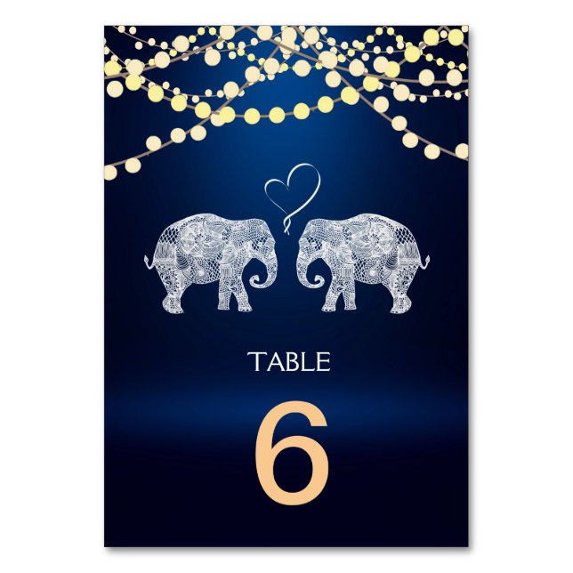 Tarjeta De Mesa TONELADAS DE LOVE-Elephant Night Lights Menu+Table (Anverso)