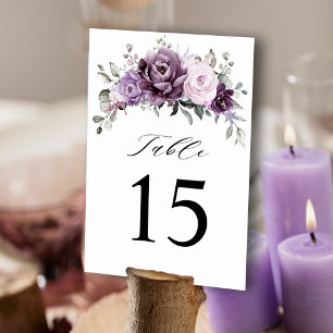 Tarjeta De Mesa Tonos de violeta morada agitada florece Boda morad