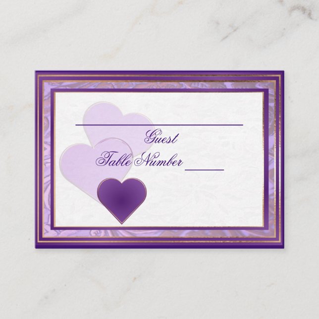 Tarjeta De Mesa Tonos personalizados de lavanda y mesa morada (Anverso)
