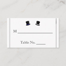 Tarjeta De Mesa Top Hats and Bow Ties Blue Gay Boda Cards