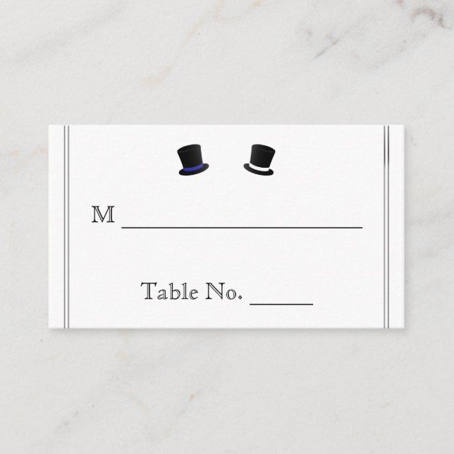 Tarjeta De Mesa Top Hats and Bow Ties Blue Gay Boda Cards (Anverso)