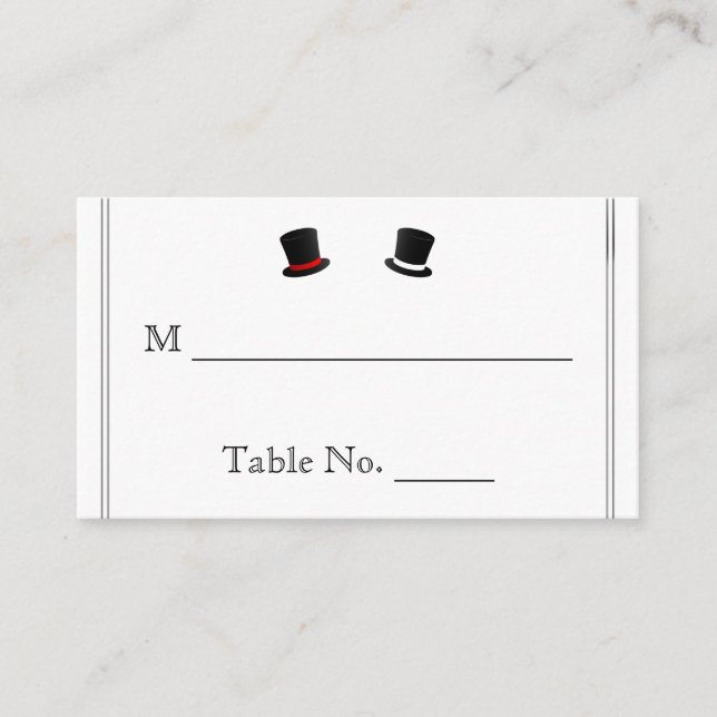 Tarjeta De Mesa Top Hats and Bow Ties Gay Boda Cards (Anverso)