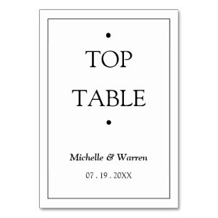 Tarjeta De Mesa TOP personalizado en negro y blanco