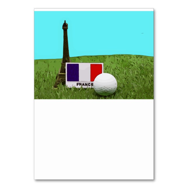 Tarjeta De Mesa Torre Eiffel con bandera francesa y bola de golf (Anverso)