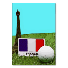 Tarjeta De Mesa Torre Eiffel con bandera francesa y bola de golf