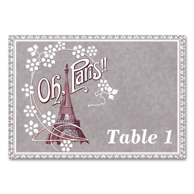 Tarjeta De Mesa Torre Eiffel Flores de margarita blanca Fancy Bord (Anverso)