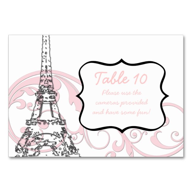 Tarjeta De Mesa Torre Eiffel y Scrolls (Reverso)