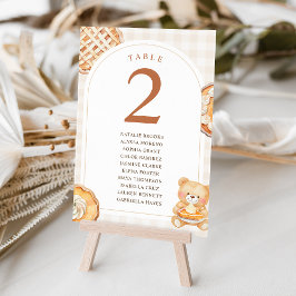 Tarjeta De Mesa Torta De Cumpleaños Oso De Gingham Baby Shower De