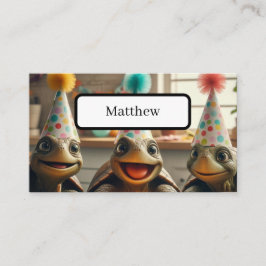 Tarjeta De Mesa Tortugas personalizados con torta de cumpleaños y 