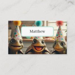 Tarjeta De Mesa Tortugas personalizados con torta de cumpleaños y 