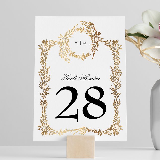 Tarjeta De Mesa tradicional Escudo Monograma Clásico Boda Elegante (Subido por el creador)