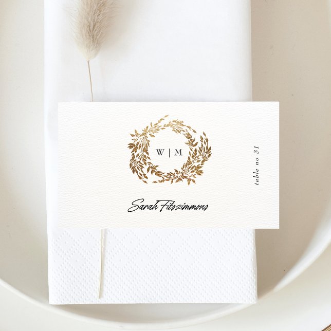 Tarjeta De Mesa tradicional Escudo Monograma Clásico Boda Elegante (Subido por el creador)