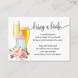Tarjeta De Mesa Traer un libro burbujas rosado Baby Shower Insert