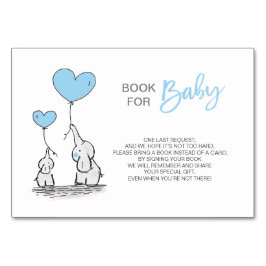 Tarjeta De Mesa Traer un libro - Elephant Blue BOY Baby Shower