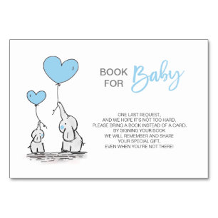 Tarjeta De Mesa Traer un libro - Elephant Blue BOY Baby Shower