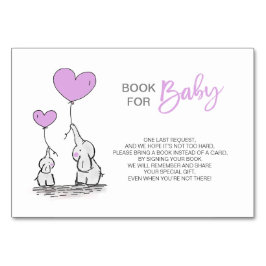 Tarjeta De Mesa Traer un libro - Elephant LAVENDER Baby Shower