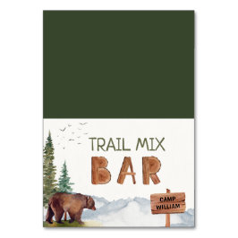 Tarjeta De Mesa Trail Mix Bar Woodland Bear Camping Rótulos de cum