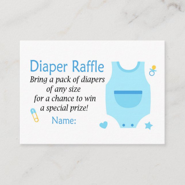 Tarjeta De Mesa Traje para niños Diaper Raffle Tickets (Anverso)