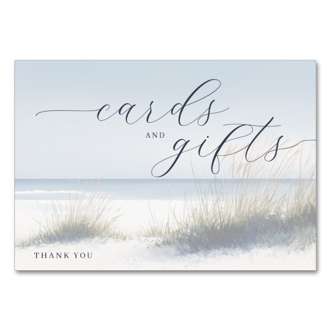 Tarjeta De Mesa Tranquil Blue Minimalist Beach Waves (Anverso)