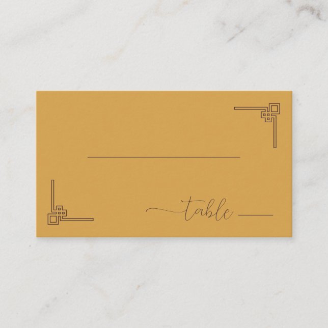 Tarjeta De Mesa Tranquil Mustard Minimalist Geometric (Anverso)