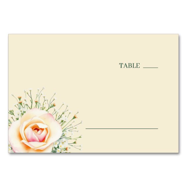 Tarjeta De Mesa Tranquil Pastel Botanical Rose (Anverso)