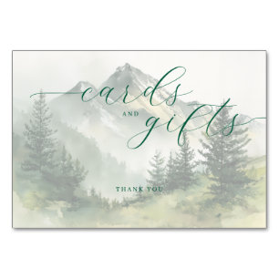 Tarjeta De Mesa Tranquilo paisaje montañoso de acuarela de agua ve