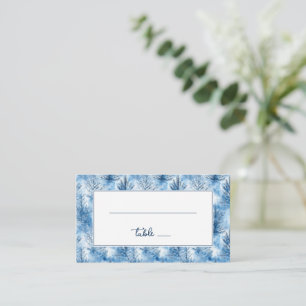 Tarjeta De Mesa Tranquilos árboles de pino acuarela azul