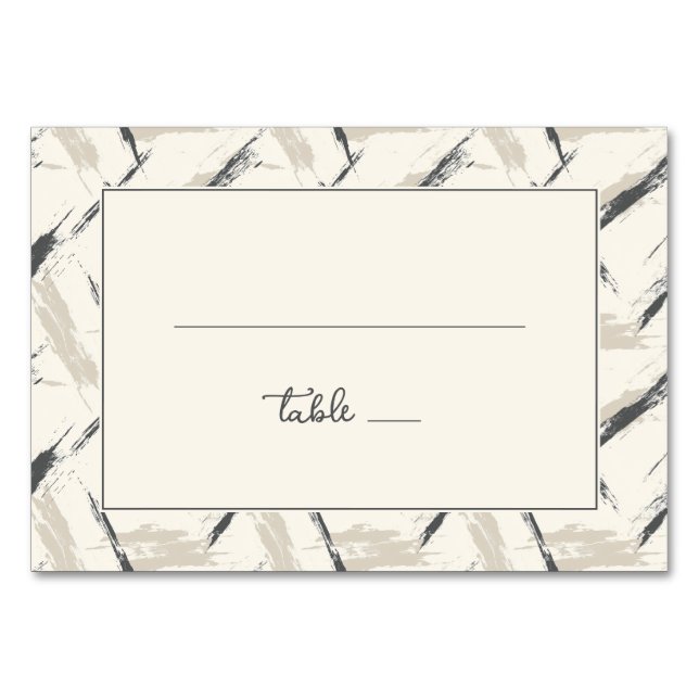 Tarjeta De Mesa Trazos de Pincel Neutros Sofisticados (Anverso)