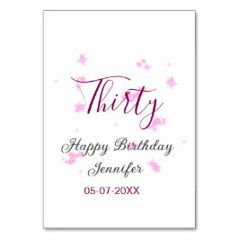 Tarjeta De Mesa Treinta años purpurina rosa estrellas negro 30 fec