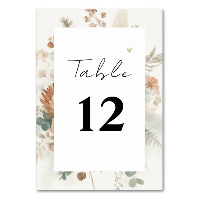 Tarjeta De Mesa Trendy Terracotta Flowers Modern Wedding (Anverso)