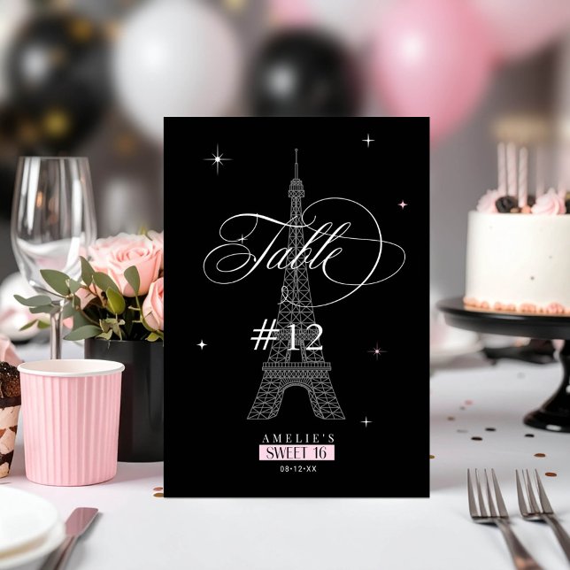 Tarjeta De Mesa Trés Moda Parisian Sweet 16 Black ID1162 (Subido por el creador)