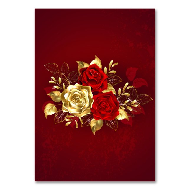 Tarjeta De Mesa Tres Rosas Joyas (Anverso)
