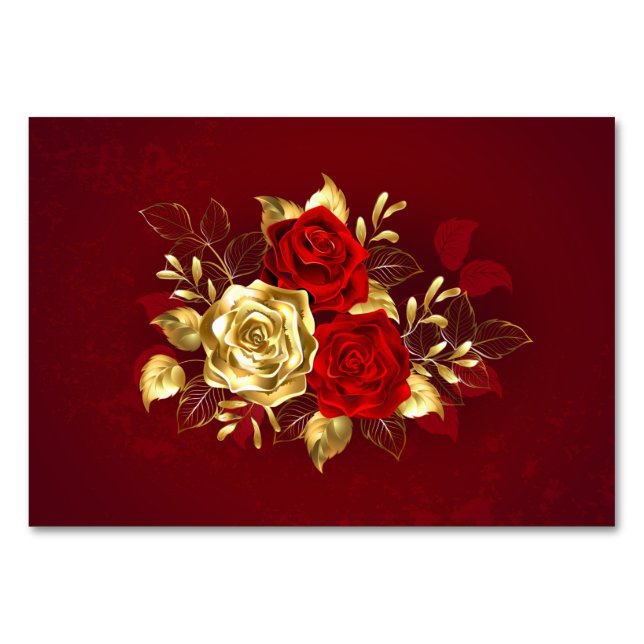 Tarjeta De Mesa Tres Rosas Joyas (Anverso)
