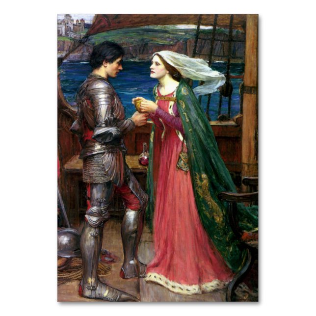 Tarjeta De Mesa Tristan y Aislado con Poción por Waterhouse (Anverso)