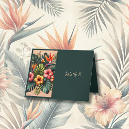 Tarjeta de mesa tropical exótica hawaiana colorida