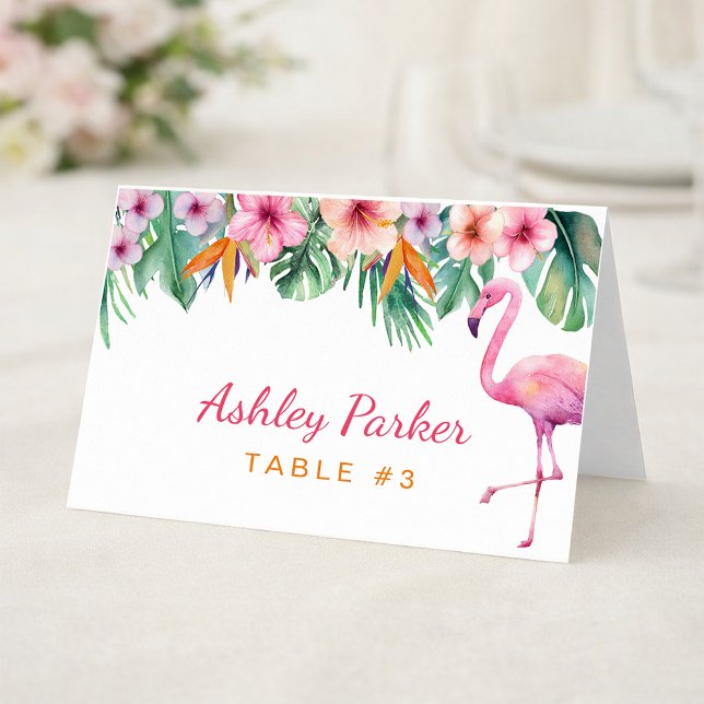Tarjeta De Mesa Tropical Flamingo Baby Shower Guest Table Card (Table Number Card)