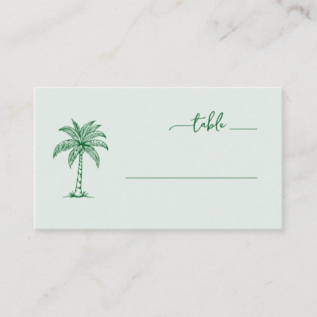 Tarjeta De Mesa Tropical Green Minimalist Palm Tree (Anverso)
