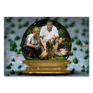 Tarjeta De Mesa ¡Tu propia foto en un marco de Snowglobe! -