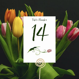 Tarjeta De Mesa Tulip Floral rosa