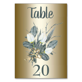 Tarjeta De Mesa Tulipanes blancos con Boda dorado