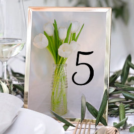 Tarjeta De Mesa Tulipanes blancos en la boda de primavera de botel