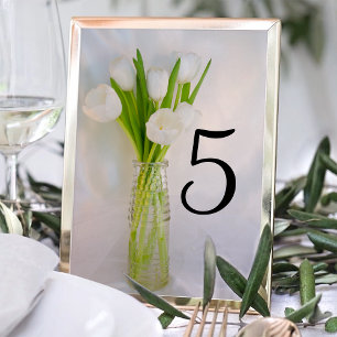 Tarjeta De Mesa Tulipanes blancos en la boda de primavera de botel